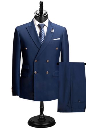 Navy Blue Men's Classic 2 Piece Formal Suit Business Work Wedding Party Jacket Pants Set