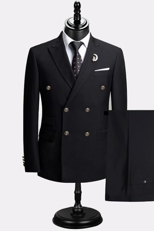 Black Men's Classic 2 Piece Formal Suit Business Work Wedding Party Jacket Pants Set