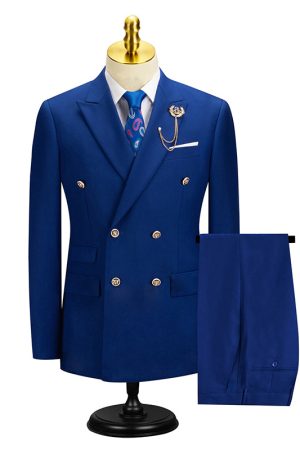 Blue Men's Classic 2 Piece Formal Suit Business Work Wedding Party Jacket Pants Set