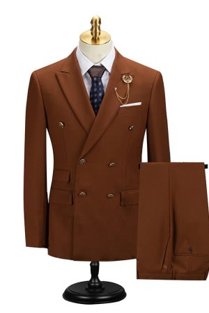Brown Men's Classic 2 Piece Formal Suit Business Work Wedding Party Jacket Pants Set
