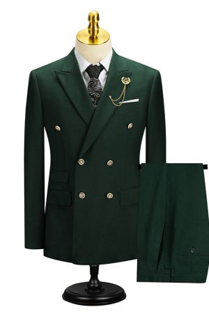 Green Men's Classic 2 Piece Formal Suit Business Work Wedding Party Jacket Pants Set