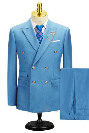 Light Blue Men's Classic 2 Piece Formal Suit Business Work Wedding Party Jacket Pants Set