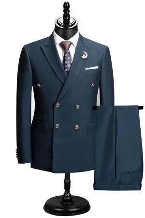 Off Blue Men's Classic 2 Piece Formal Suit Business Work Wedding Party Jacket Pants Set