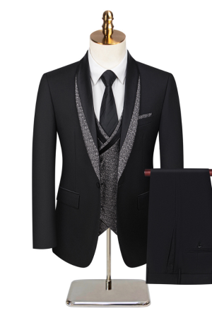 Luxury Men's 3-Piece Black Formal Suit