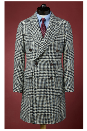 Luxury Black & White Prince of Wales Overcoat