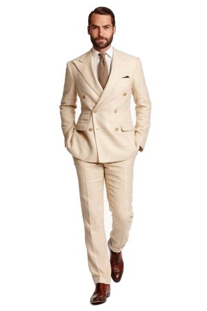 Double Breasted Linen Suit for Men