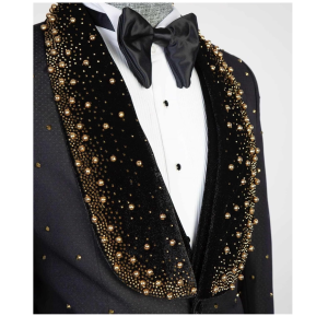 Black Luxury Men's Tuxedo Suits 3 Pieces Jacket Vest Pants Set - Image 4