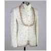 White Luxury Men's Crystal stone Tuxedo Suits 3 Pieces Jacket Vest Pants Set - Image 3