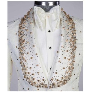 White Luxury Men's Crystal stone Tuxedo Suits 3 Pieces Jacket Vest Pants Set - Image 4