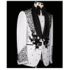 Luxury White Jacquard Suit for Men | Slim Fit Prom & Wedding Tuxedo with Black Crystal Accents - Image 4