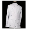 Luxury White Jacquard Suit for Men | Slim Fit Prom & Wedding Tuxedo with Black Crystal Accents - Image 5