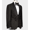 Luxury Men's Rhinestone Paisley Tuxedo Black Blazer - Image 3