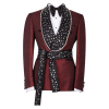 Men's Burgundy Tuxedo with Rhinestone Slim Blazer for Prom Party Wedding - Image 2