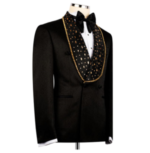 Men's Black Tuxedo with Rhinestone Slim Blazer for Prom Party Wedding - Image 3