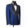 Men's Navy Blue Tuxedo with Rhinestone Slim Blazer for Prom Party Wedding - Image 3
