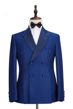 LWTIOUS Blue Colour Suit for Mens Double Breasted Slim Fit 2 Pieces Mens Tuxedo