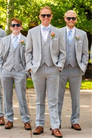 LWTIOUS Light Gray Suit Wedding for Men Slim Fit Prom Tuxedo
