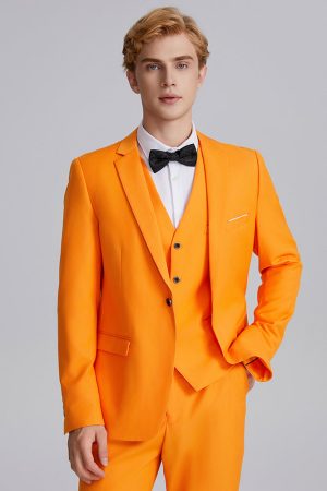 LWTIOUS Men's Orange Suit 3-Piece Wedding Prom Tuxedo